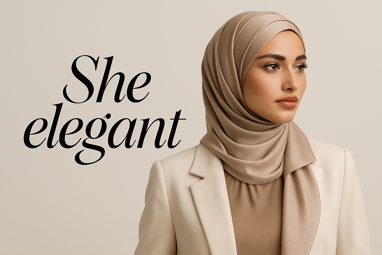صورة مرأة متحجبة انيقة و جنبها نكتب She elegant 